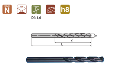 COBALT STRAIGHT SHANK DRILL L6522 D-5.80mm DIN338N HSS-Co8